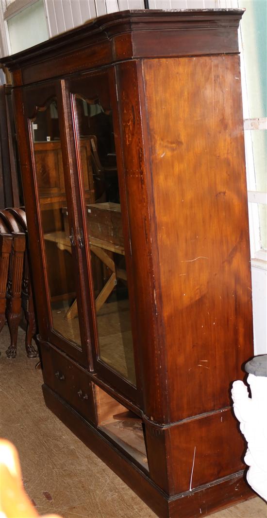 Edwardian inlaid mahogany wardrobe(-)